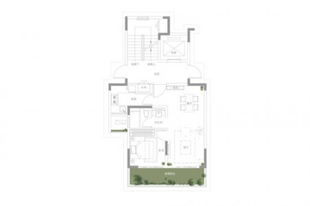 洋房67㎡户型， 1室2厅1卫1厨， 建筑面积约67.00平-67㎡