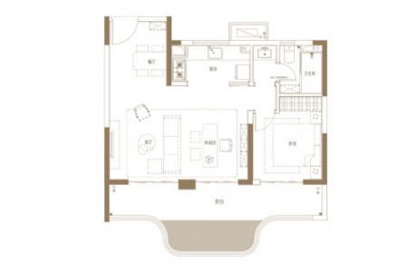 高层85㎡户型， 2室2厅1卫0厨， 建筑面积约85.00平-85㎡